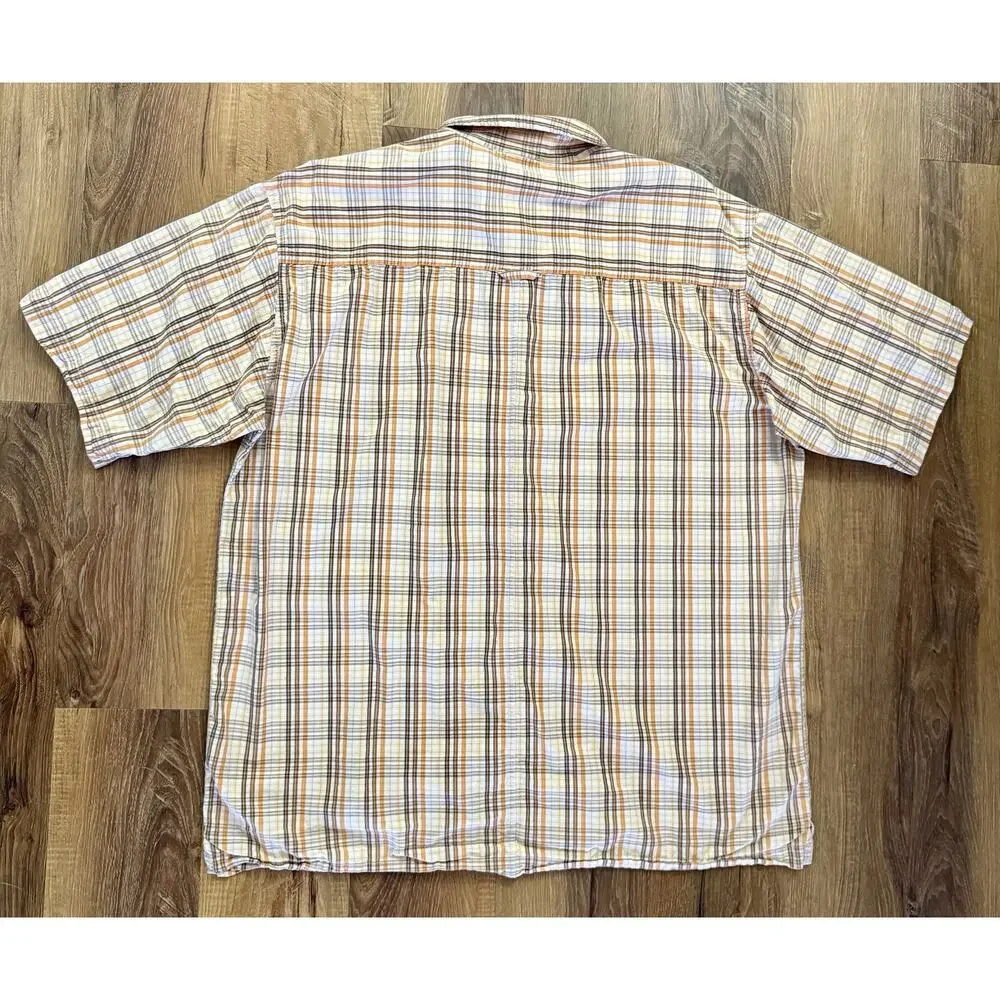 The North Face Men’s Beige Multi Color‎ Plaid Short Sleeve Button Down Size XL
